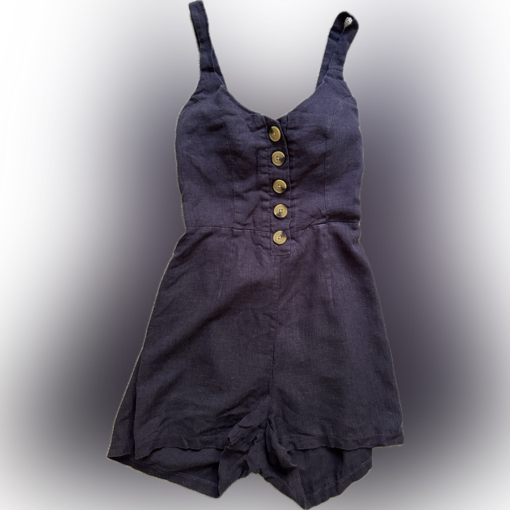 Navy linen romper
